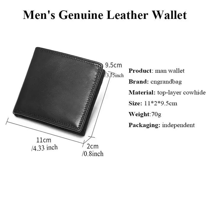 Portefeuille en cuir de vache pour hommes d'affaires