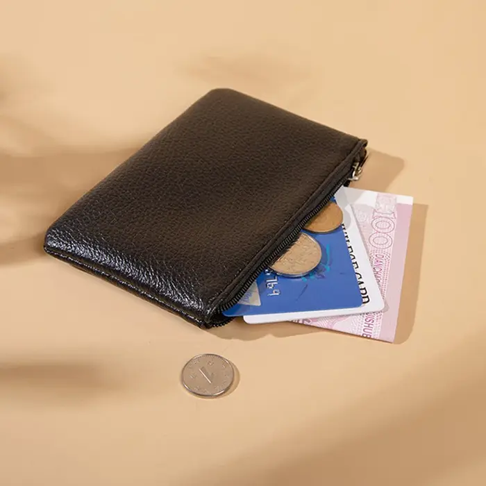 Porte-monnaie à motif Litchi pour femme et homme