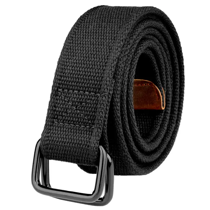 Grande taille 100-190cm Big & Tall hommes Double anneau boucle coton toile tissu tissu ceintures Web noir taille jean