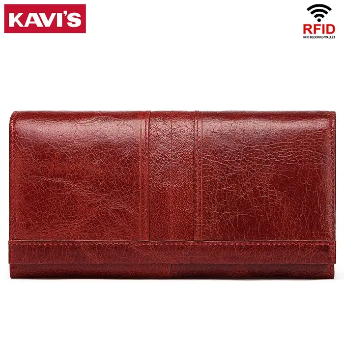 KAVIS Portefeuille long à trois volets pour femme