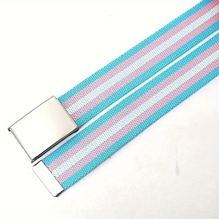 Ceinture en toile Rainbow Pride avec boucle carrée – Polyvalente et élégante pour les jeans