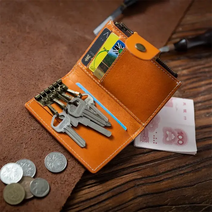 Zency – Mini portefeuille rétro en cuir de vache pour femmes