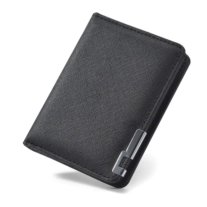 Portefeuille mince de style business en simili cuir noir avec plusieurs emplacements pour cartes de crédit et