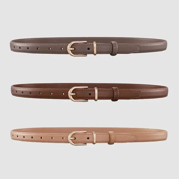 Ceinture en cuir de vachette double couche avec boucle en alliage pour femme, idéale pour un style business décontracté polyvalent, haut de gamme et simple, à porter avec des jeans