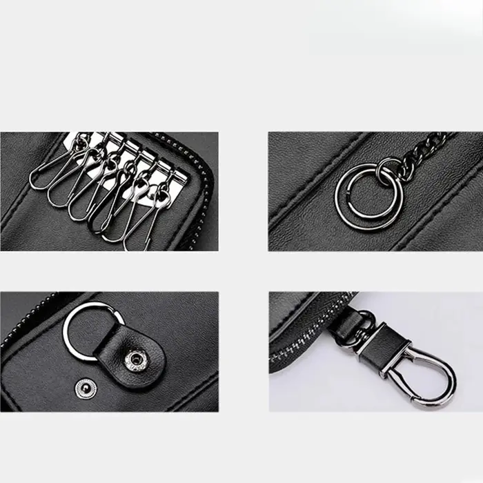 Porte-clés en cuir véritable unisexe
