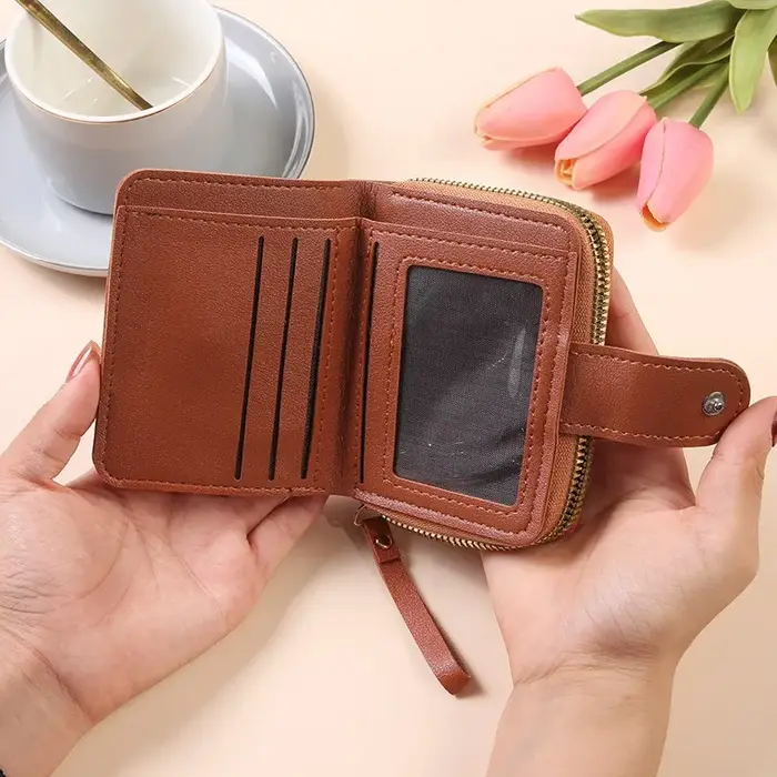 Nouveau portefeuille court zippé pour femme
