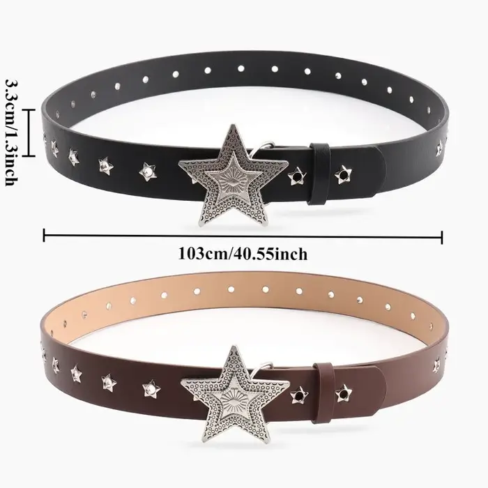 Ceinture à boucle étoile à cinq branches de style occidental tendance