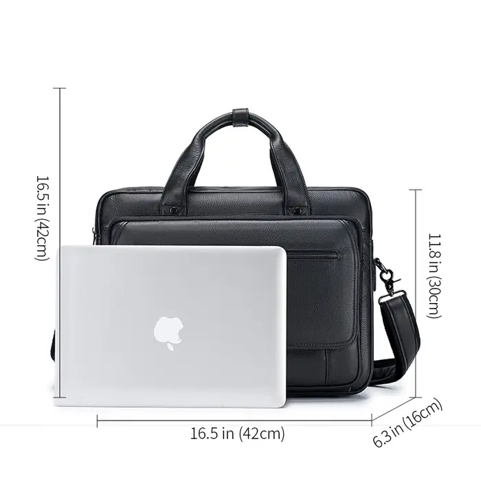 SCHLATUM porte-documents en cuir véritable dur pour hommes 16 pouces bureau affaires ordinateur sac