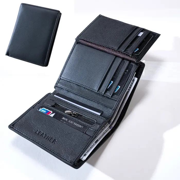 Portefeuille homme portefeuilles en cuir véritable pour homme porte-monnaie Vintage Vertical court p