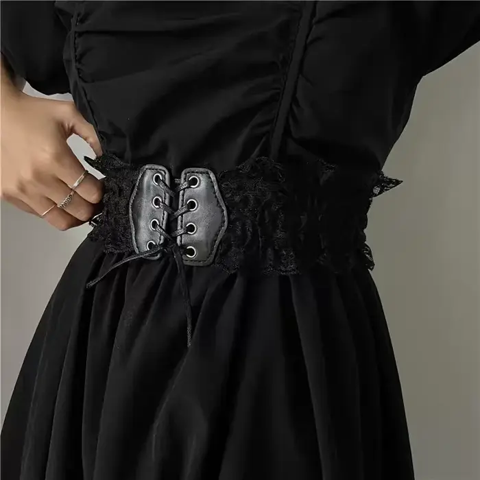 Ceinture élastique en dentelle rétro pour femmes