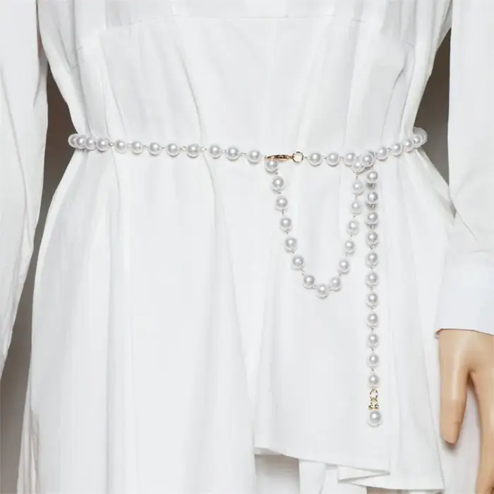 Ceinture de perles blanches pour femmes
