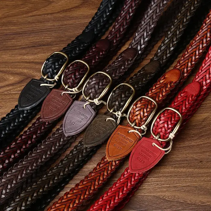 Ceinture en cuir artisanale avec boucle en cuivre