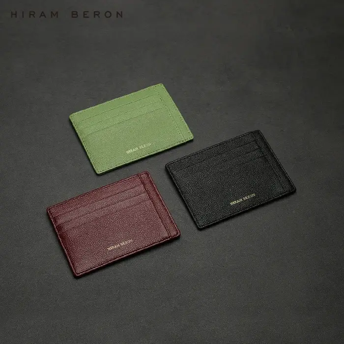 Hiram Beron-Porte-cartes de crédit en cuir personnalisé