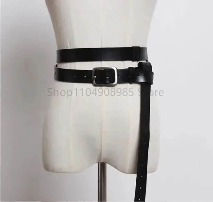 Ceinture Double large en cuir pour femmes