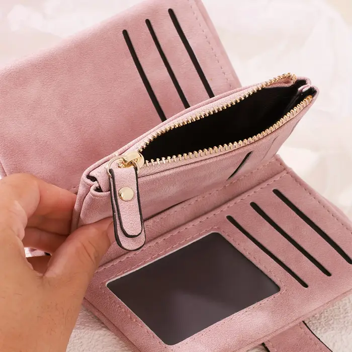 Portefeuille pour femme en cuir PU imperméable et léger avec nom personnalisé