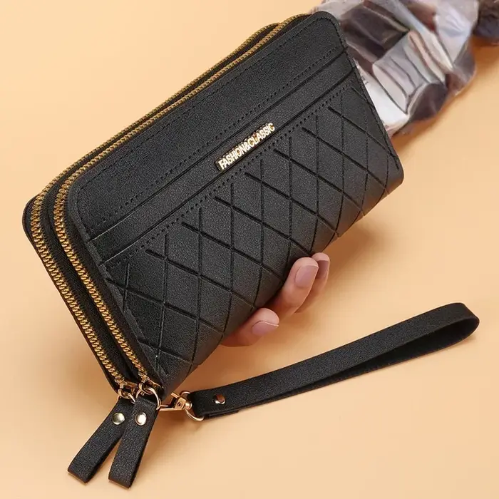 Portefeuille Long pour femmes, porte-monnaie à pompon, porte-cartes, pochette en cuir Pu, sac d'argent, portefeuille en cuir Pu