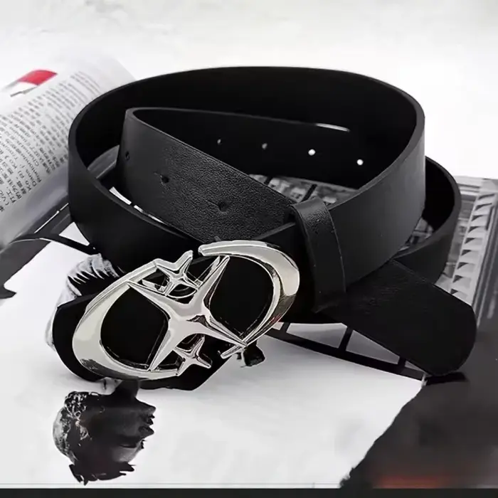 Ceinture à boucle ovale à Double croissant de lune, croix étoile, cadeau Durable, Simple et universe