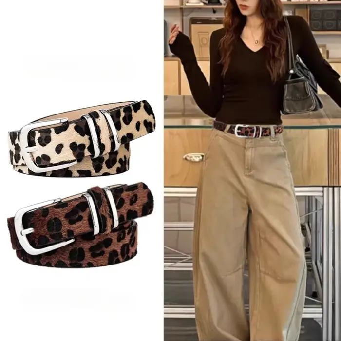 Ceinture rétro à motif léopard pour femmes