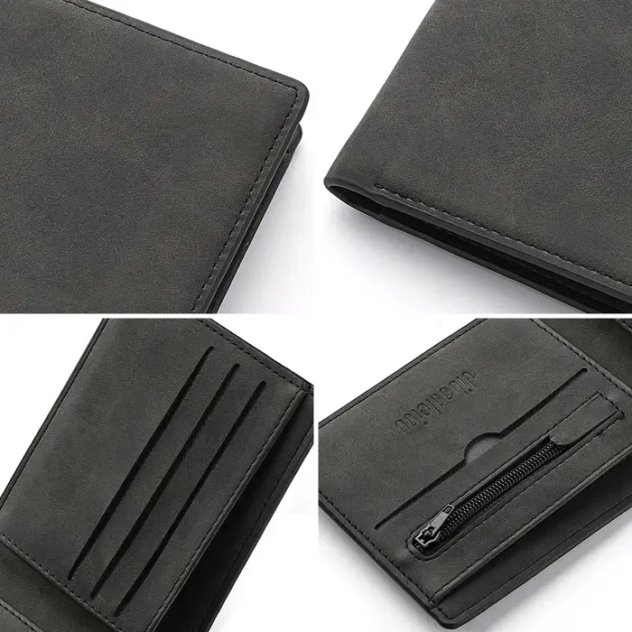 Multi-carte 2025 fente hommes portefeuille en cuir portefeuilles petits porte-monnaie conception Dollar prix haut hommes mince portefeuille avec sac à monnaie fermeture éclair