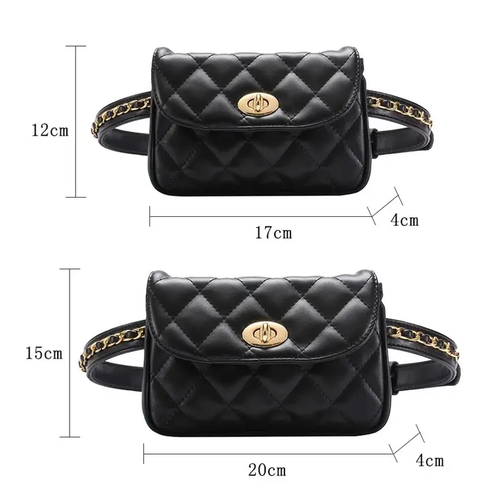 Mode femme taille ceinture sac en cuir PU chaîne en métal