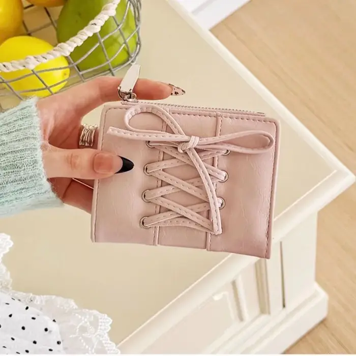 Portefeuille ultra fin à lacets pour femmes