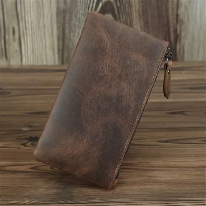 Portefeuille Slim en cuir véritable pour hommes et femmes