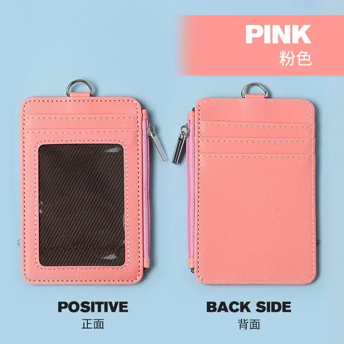 Porte-cartes zippé personnalisable avec cordon pour badge d'identification