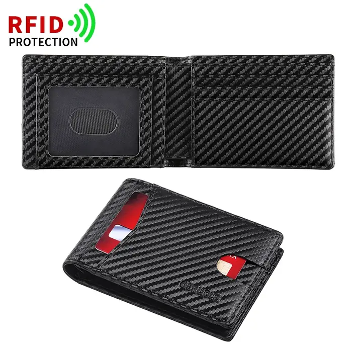 GERUOLA Portefeuille pliable mince pour homme avec brosse antivol, fente pour carte avant mince gran