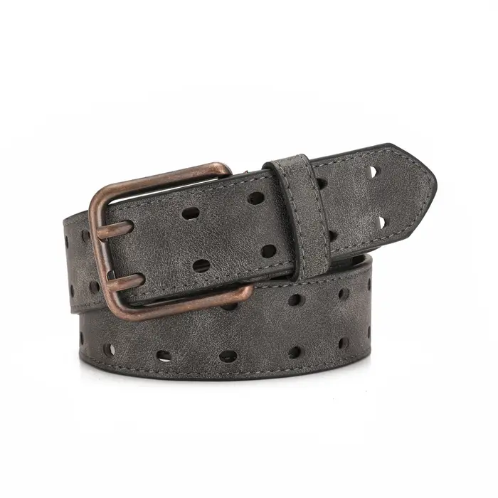 Une ceinture décontractée à boutons pour hommes et femmes, du même style, une ceinture rétro en PU.