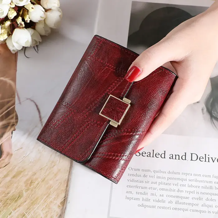 Vintage femmes portefeuille court en cuir petit sac à main Mini femme mode multi-carte porte-carte porte-monnaie multi-fonctionnel pochette