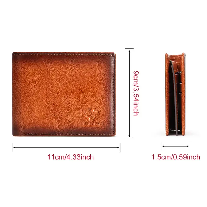 HUMERPAUL portefeuille pour hommes en cuir véritable RFID bloquant à deux volets élégant porte-carte sac à main avec fenêtre d'identification classique mâle sac d'argent