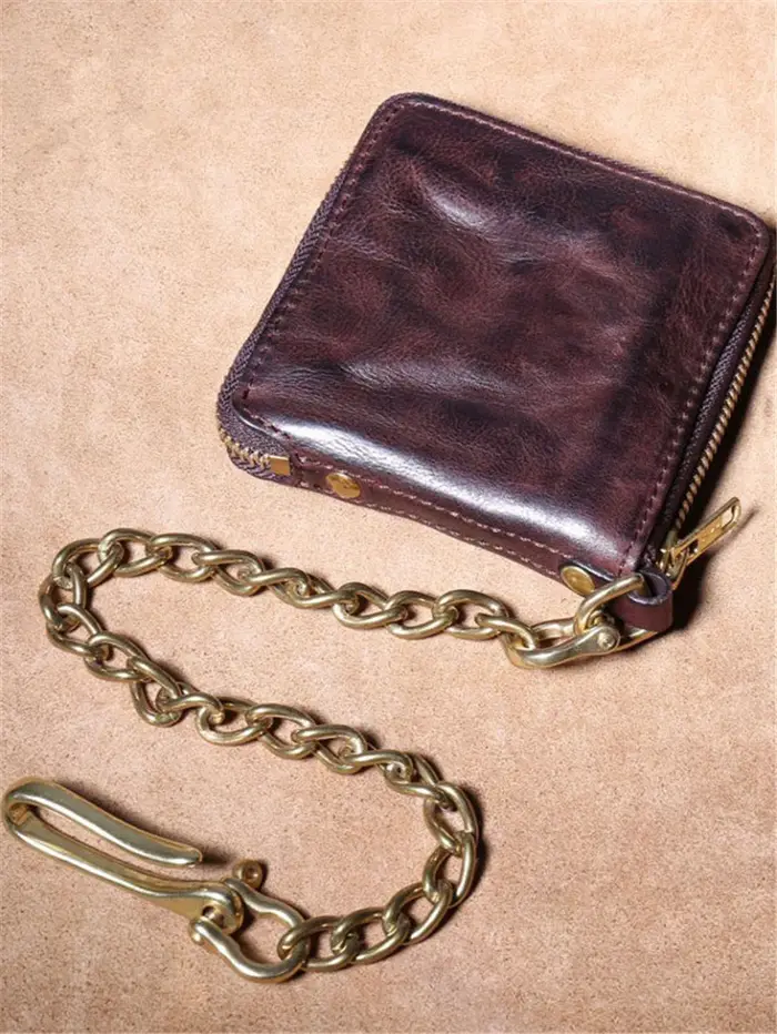 Portefeuille à chaîne en cuir de vache pour hommes