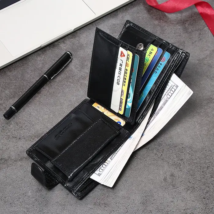 Portefeuille en cuir pour hommes avec poche pour pièces de monnaie
