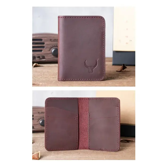 Portefeuille en cuir véritable style vintage décontracté