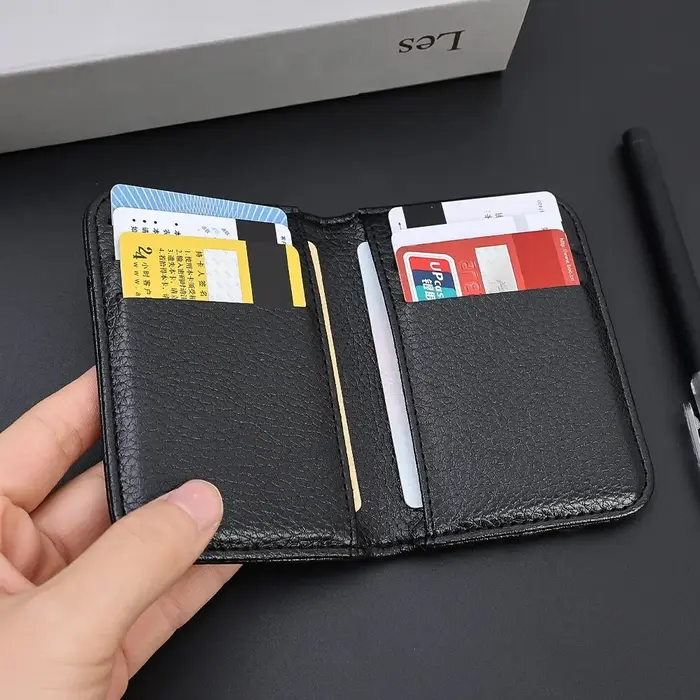 Portefeuille souple Super mince Portable pour hommes en cuir PU Mini ID carte de crédit portefeuille sac à main porte-cartes portefeuille mince petits portefeuilles courts
