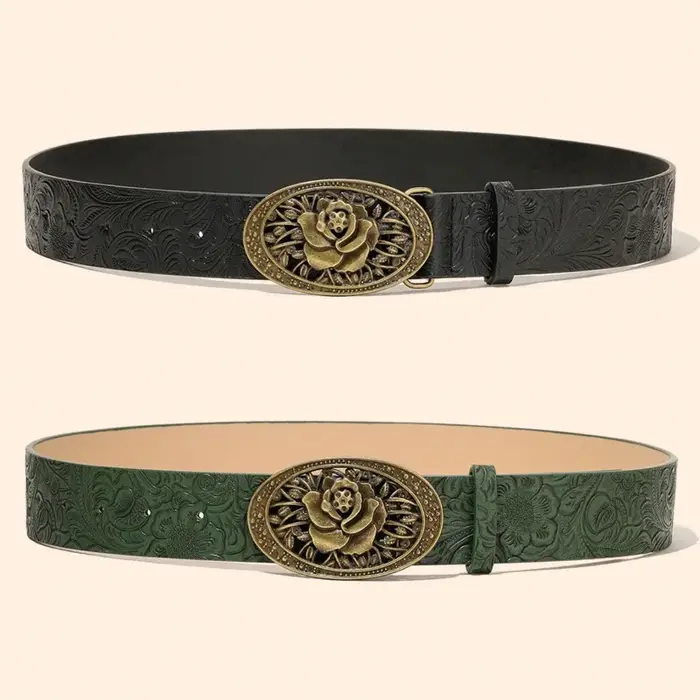 Ceinture en cuir ovale pour femme