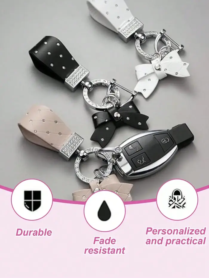 Porte-clés de luxe avec nœud en strass