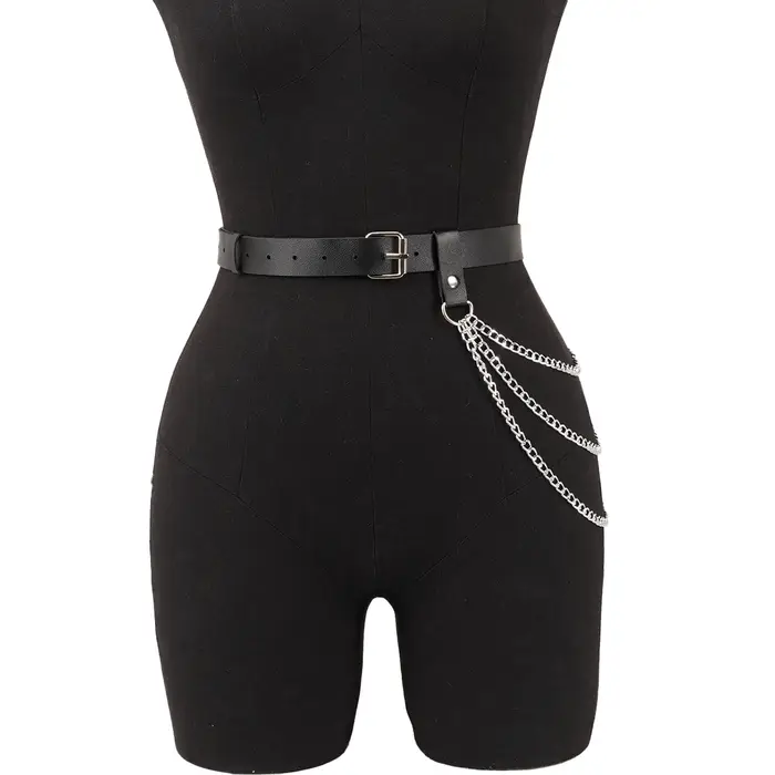 Ceinture en cuir réglable pour femmes, chaîne de corps, harnais de taille Sexy, accessoire de chaîne de ventre gothique, bijoux de Festival pour filles