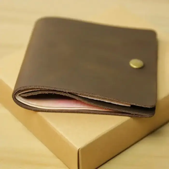 1 PC rétro minimaliste à deux volets en cuir porte-cartes pour hommes et femmes envelopper porte-carte de crédit Porte Carte portefeuille
