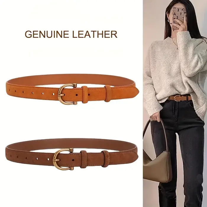 Ceinture en cuir véritable suédé pour femmes