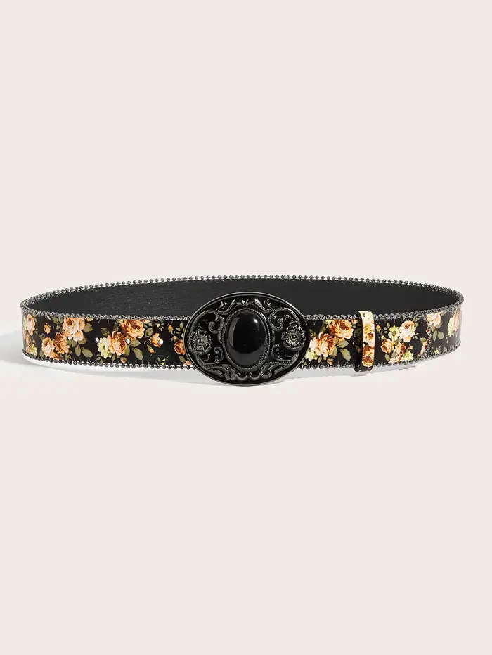Ceinture western marron y2k pour femme, style cowgirl robuste avec boucle ovale dorée. Jeans grande 