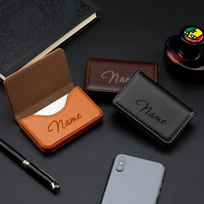 Porte-cartes de visite en cuir PU personnalisé avec fermeture magnétique
