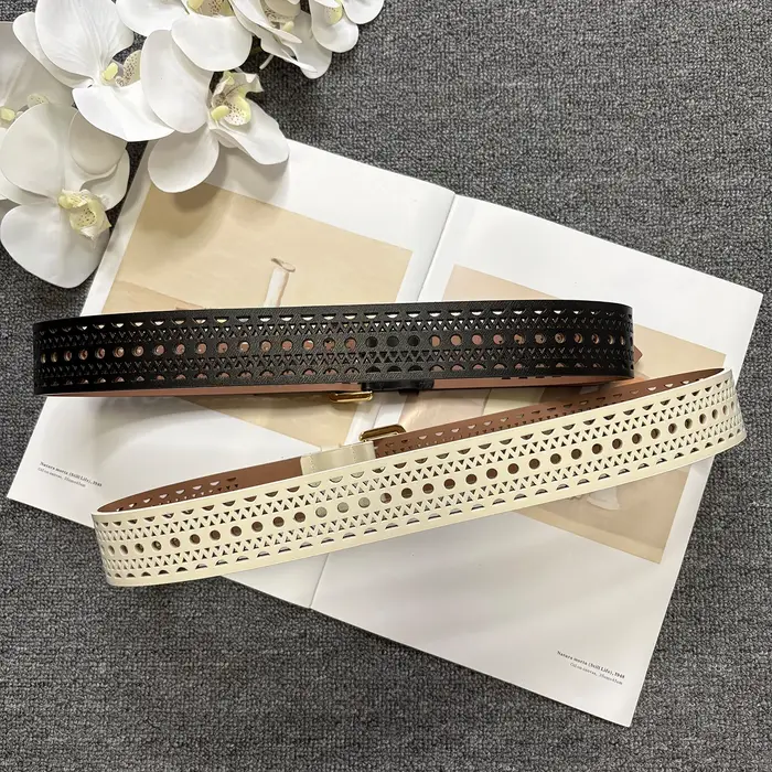 Ceinture en cuir de vachette ajourée style bohème