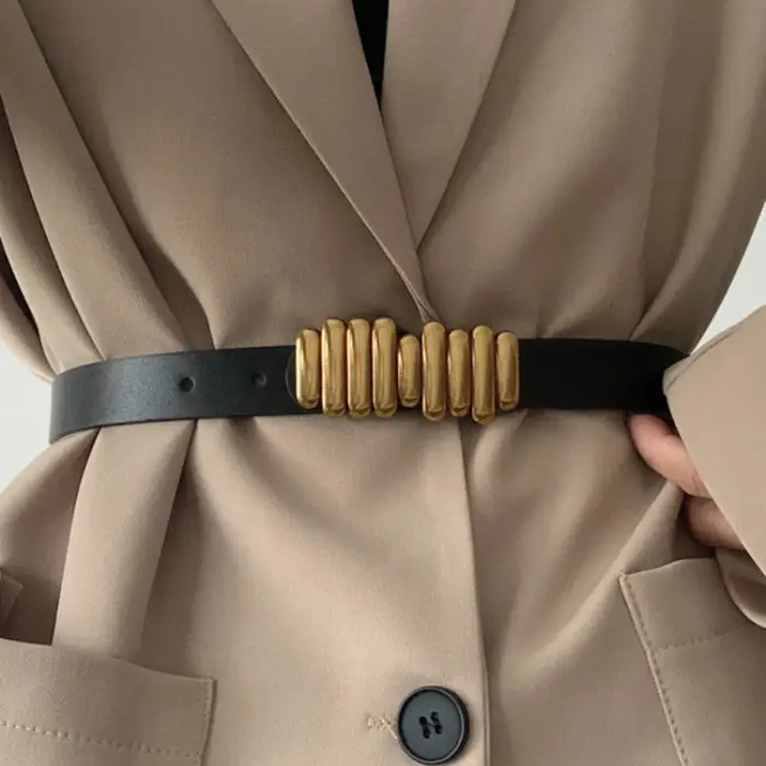 Ceinture élastique fine en cuir pour femmes