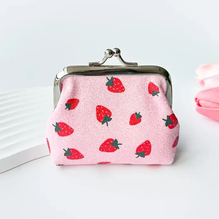 Porte-monnaie à motif de fruits - Petit portefeuille scintillant