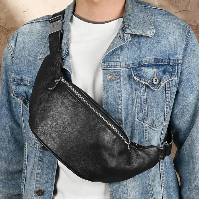 Sacs de taille en cuir véritable pour hommes