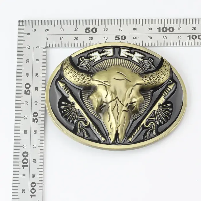 Ceinture tête de mort taureau doré