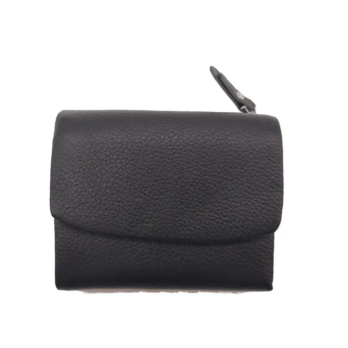 Portefeuille court en cuir de vachette véritable souple pour femme