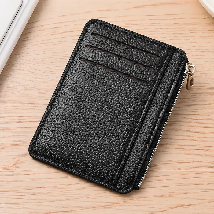 Portefeuille en cuir pour hommes, porte-carte d'identité de crédit, Slim, avec poche pour pièces de 