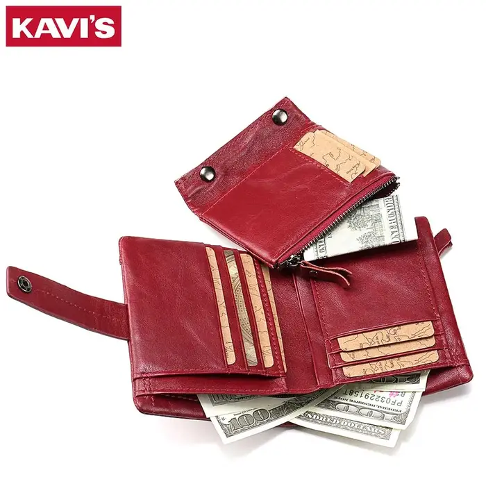 Portefeuille en cuir véritable pour femmes